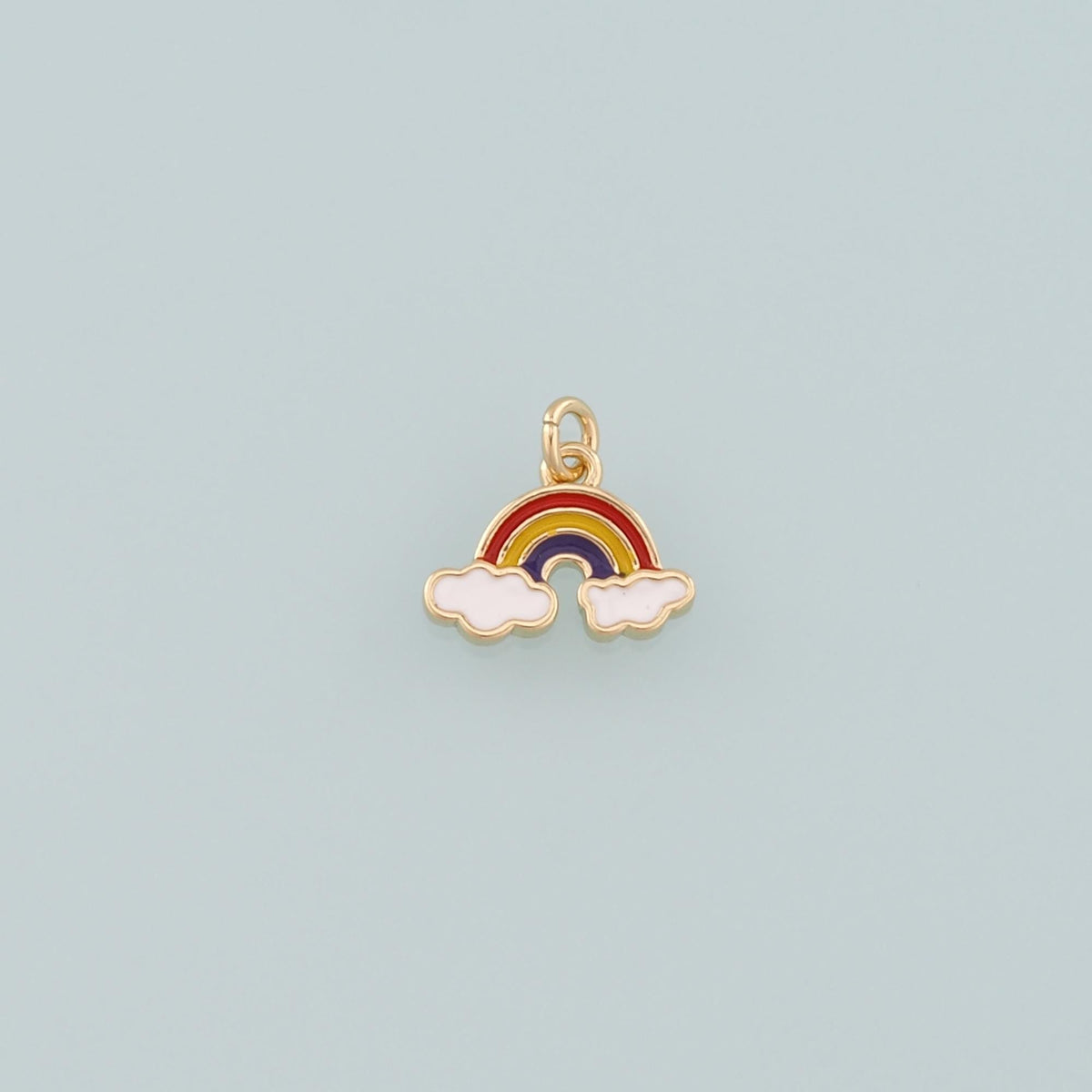 Gold Rainbow Charms,18K Gold Filled Rainbow Pendant,Enamel Clouds Charm Bracelet Necklace for DIY Jewelry Making Supply
