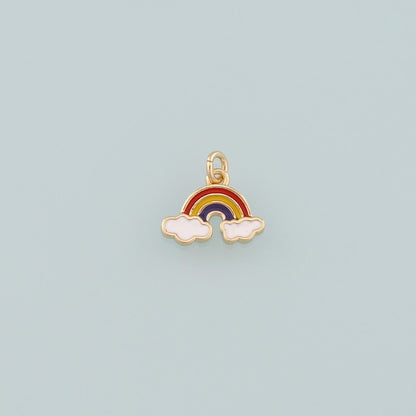Gold Rainbow Charms,18K Gold Filled Rainbow Pendant,Enamel Clouds Charm Bracelet Necklace for DIY Jewelry Making Supply