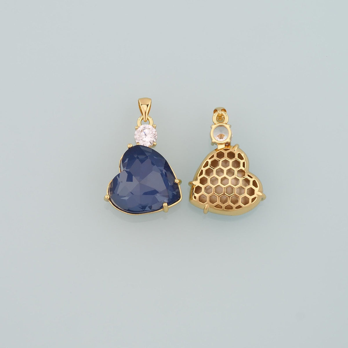 18K Gold Filled Crystal Heart Charm Pendant for Jewelry Making