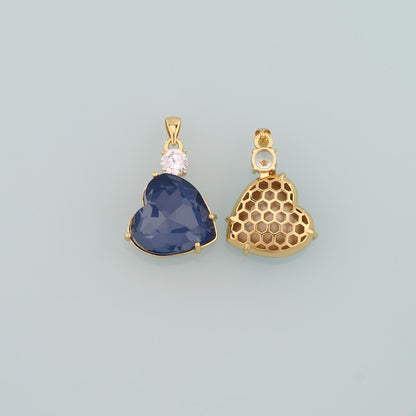 18K Gold Filled Crystal Heart Charm Pendant for Jewelry Making