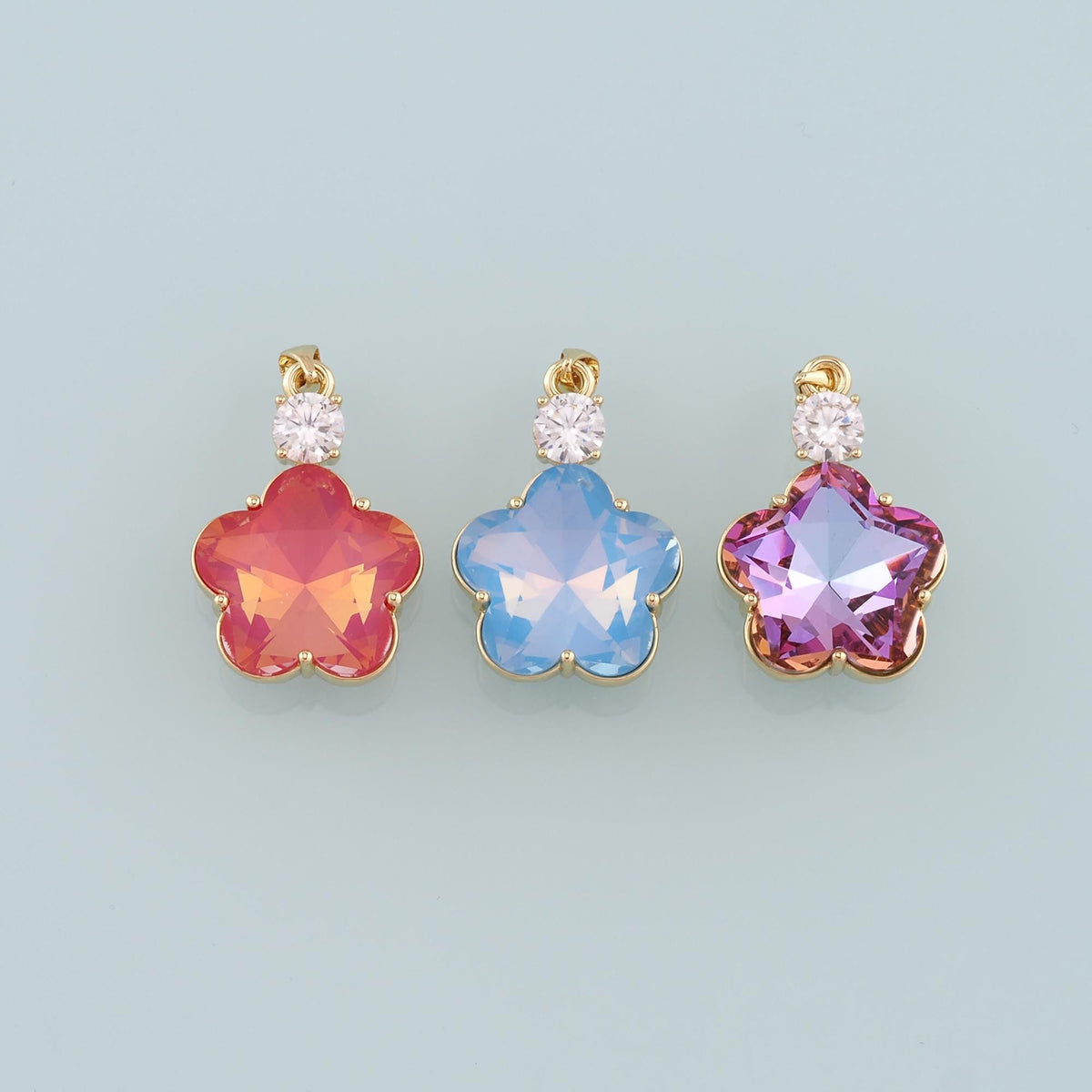 18K Gold Filled Crystal Star Charm Pendant for Jewelry Making