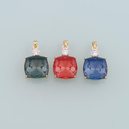 18K Gold Filled Crystal Square Charm Pendant for Jewelry Making