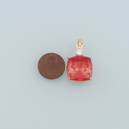 18K Gold Filled Crystal Square Charm Pendant for Jewelry Making