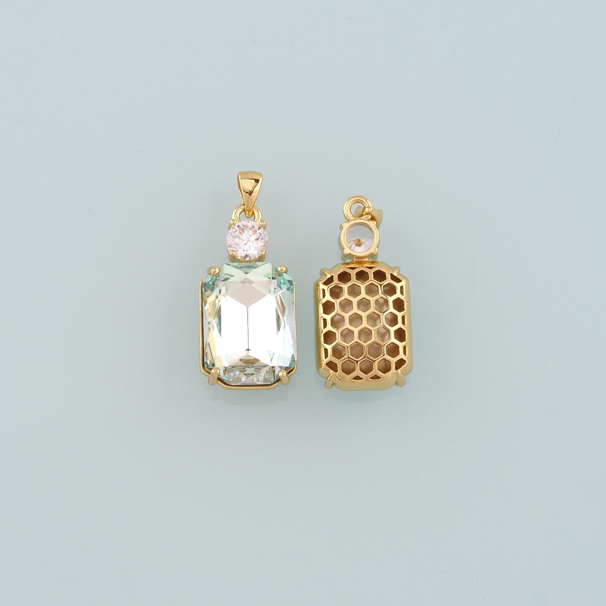 18K Gold Filled Crystal Charm Pendant for Jewelry Making