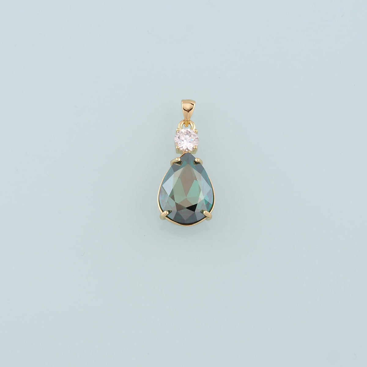 Gold Crystal Charms,18K Gold Filled Teardrop Pendant,Teardrop Crystal Charm Bracelet Necklace for DIY Jewelry Making Supply