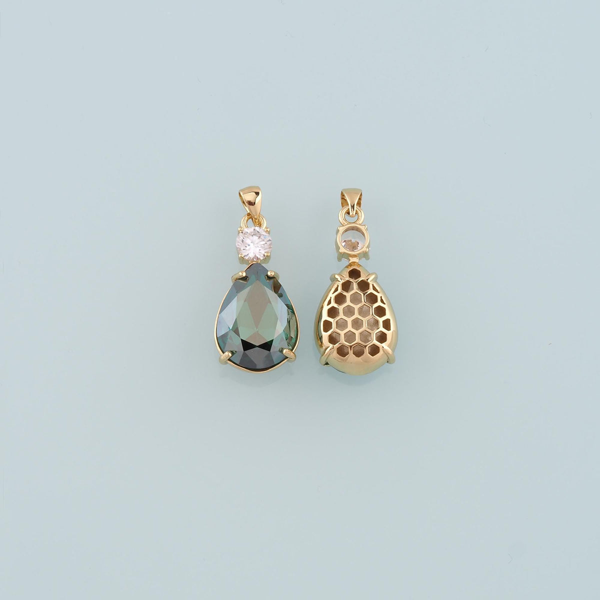 Gold Crystal Charms,18K Gold Filled Teardrop Pendant,Teardrop Crystal Charm Bracelet Necklace for DIY Jewelry Making Supply