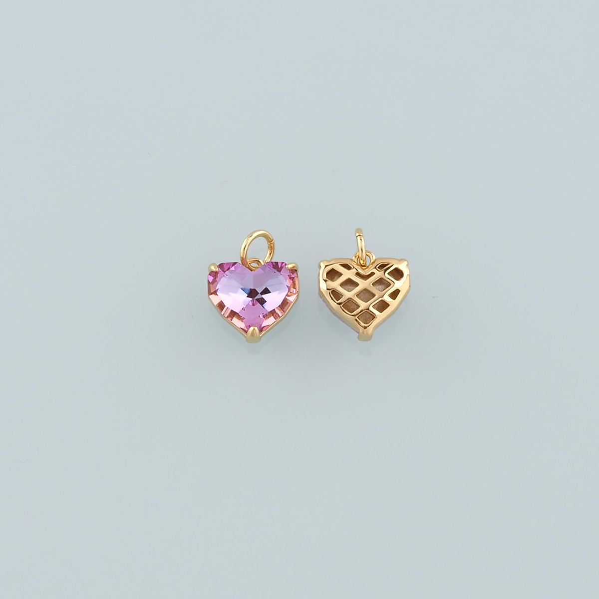 Gold Crystal Charms,18K Gold Filled Heart Pendant,Heart Crystal Charm Bracelet Necklace for DIY Jewelry Making Supply