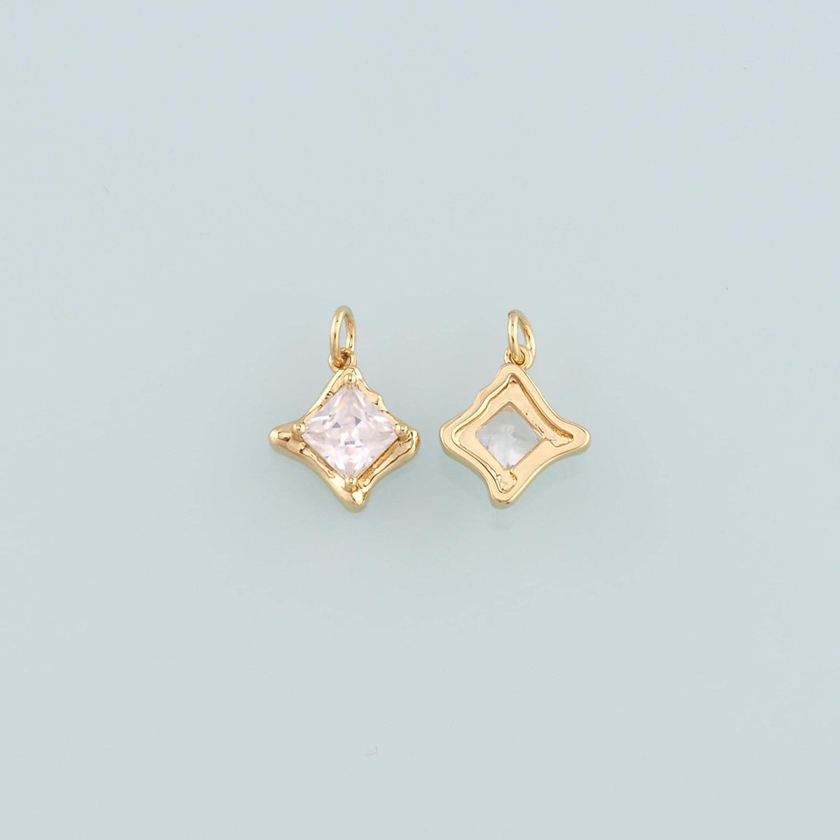 Gold Crystal Charms,18K Gold Filled Rhombus Pendant,Rhombus Crystal Charm Bracelet Necklace for DIY Jewelry Making Supply