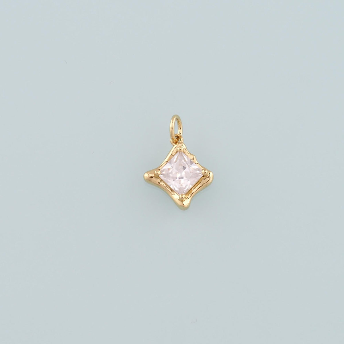 Gold Crystal Charms,18K Gold Filled Rhombus Pendant,Rhombus Crystal Charm Bracelet Necklace for DIY Jewelry Making Supply
