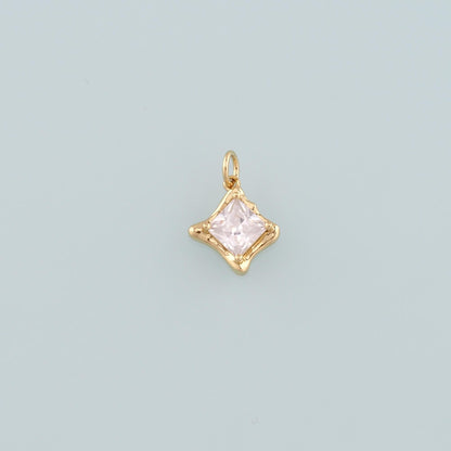 Gold Crystal Charms,18K Gold Filled Rhombus Pendant,Rhombus Crystal Charm Bracelet Necklace for DIY Jewelry Making Supply