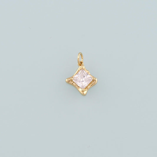 Gold Crystal Charms,18K Gold Filled Rhombus Pendant,Rhombus Crystal Charm Bracelet Necklace for DIY Jewelry Making Supply