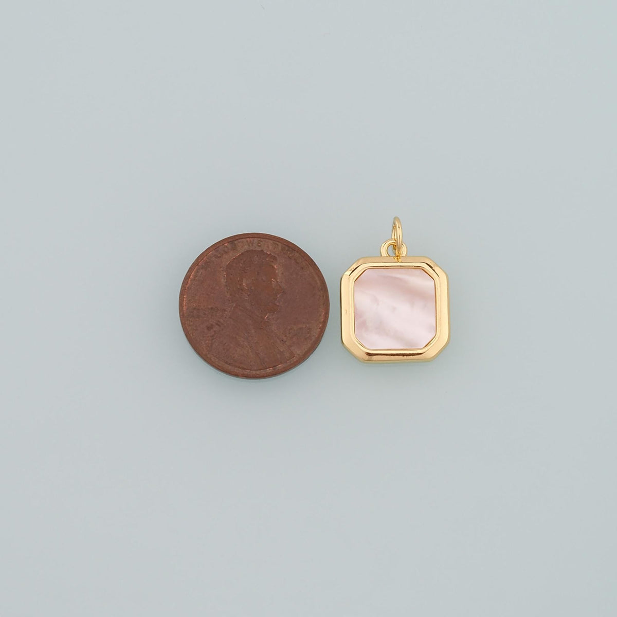18K Gold Filled Shell Rectangle Pendant,Rectangle Charm Bracelet Necklace for DIY Jewelry Making Supply