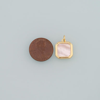 18K Gold Filled Shell Rectangle Pendant,Rectangle Charm Bracelet Necklace for DIY Jewelry Making Supply