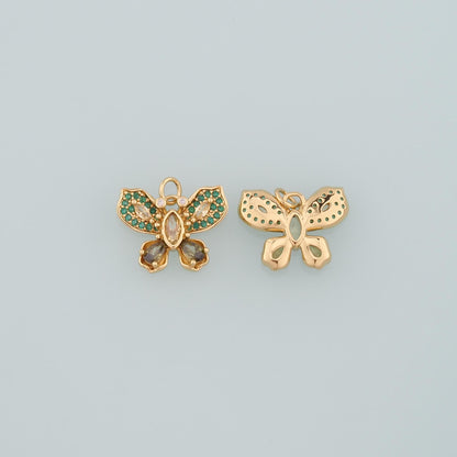18K Gold Filled Cubic Zirconia Butterfly Charm Pendant for Jewelry Making