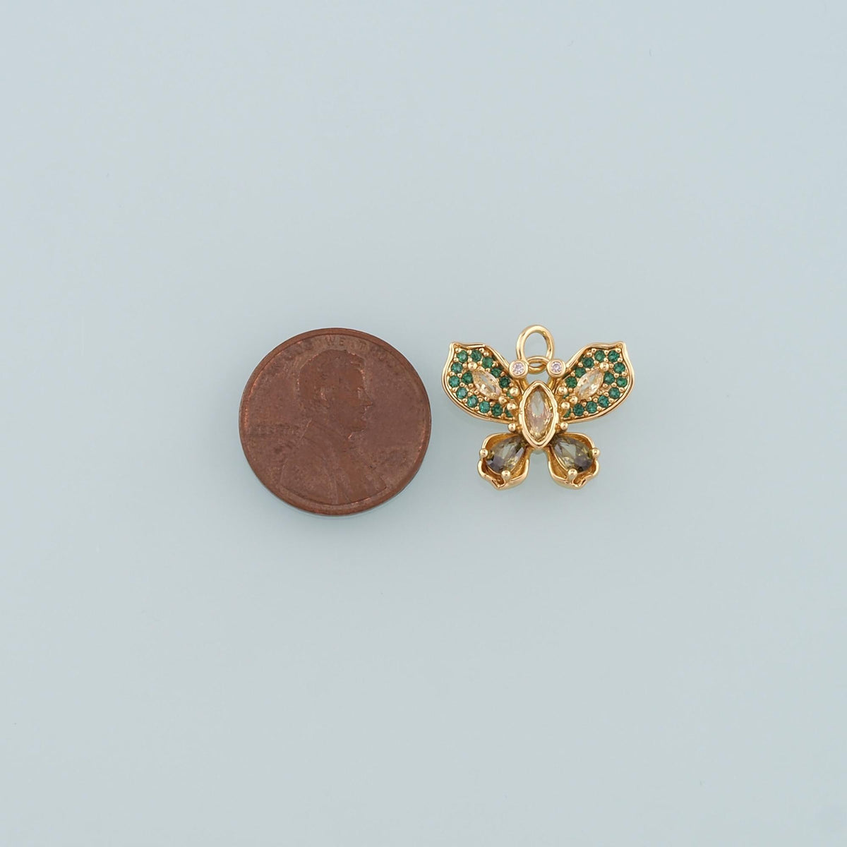 18K Gold Filled Cubic Zirconia Butterfly Charm Pendant for Jewelry Making
