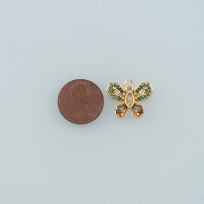 18K Gold Filled Cubic Zirconia Butterfly Charm Pendant for Jewelry Making