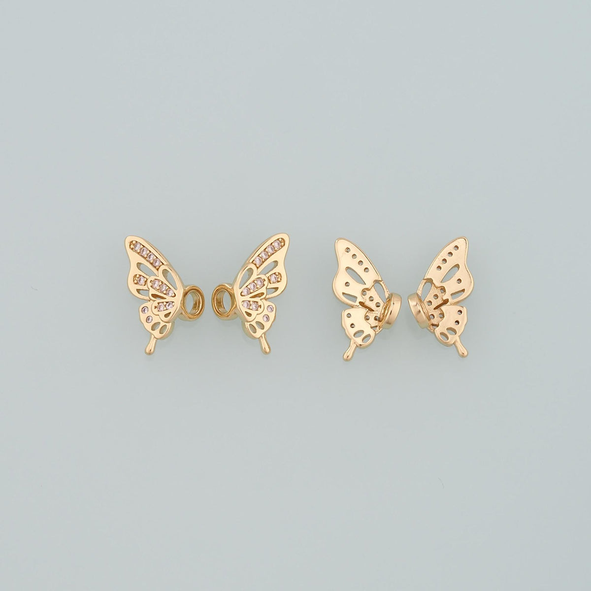 18K Gold Filled Butterfly Pendant,CZ Micro Pave Butterfly Charm Bracelet Necklace for DIY Jewelry Making Supply