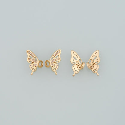 18K Gold Filled Butterfly Pendant,CZ Micro Pave Butterfly Charm Bracelet Necklace for DIY Jewelry Making Supply