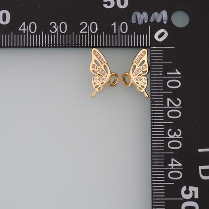 18K Gold Filled Butterfly Pendant,CZ Micro Pave Butterfly Charm Bracelet Necklace for DIY Jewelry Making Supply