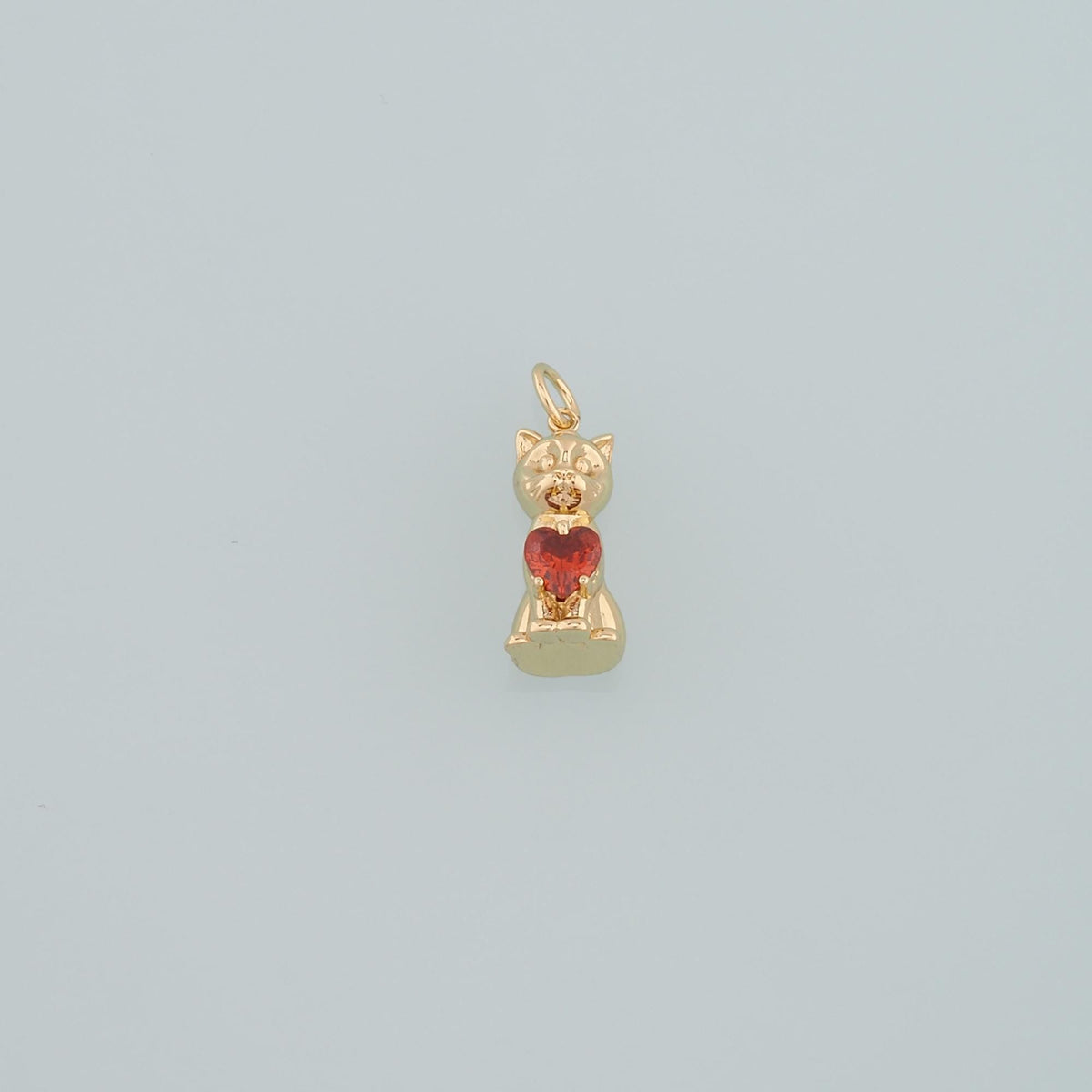 Gold Cat Charms,18K Gold Filled Cat Pendant,Heart Cat Charm Bracelet Necklace for DIY Jewelry Making Supply