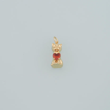 Gold Cat Charms,18K Gold Filled Cat Pendant,Heart Cat Charm Bracelet Necklace for DIY Jewelry Making Supply