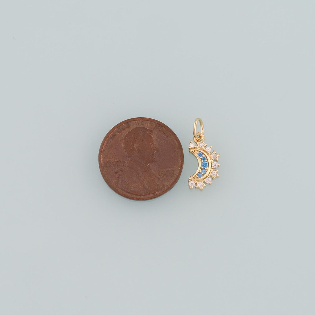 18K Gold Filled Moon CZ Charm Pendant for Jewelry Making