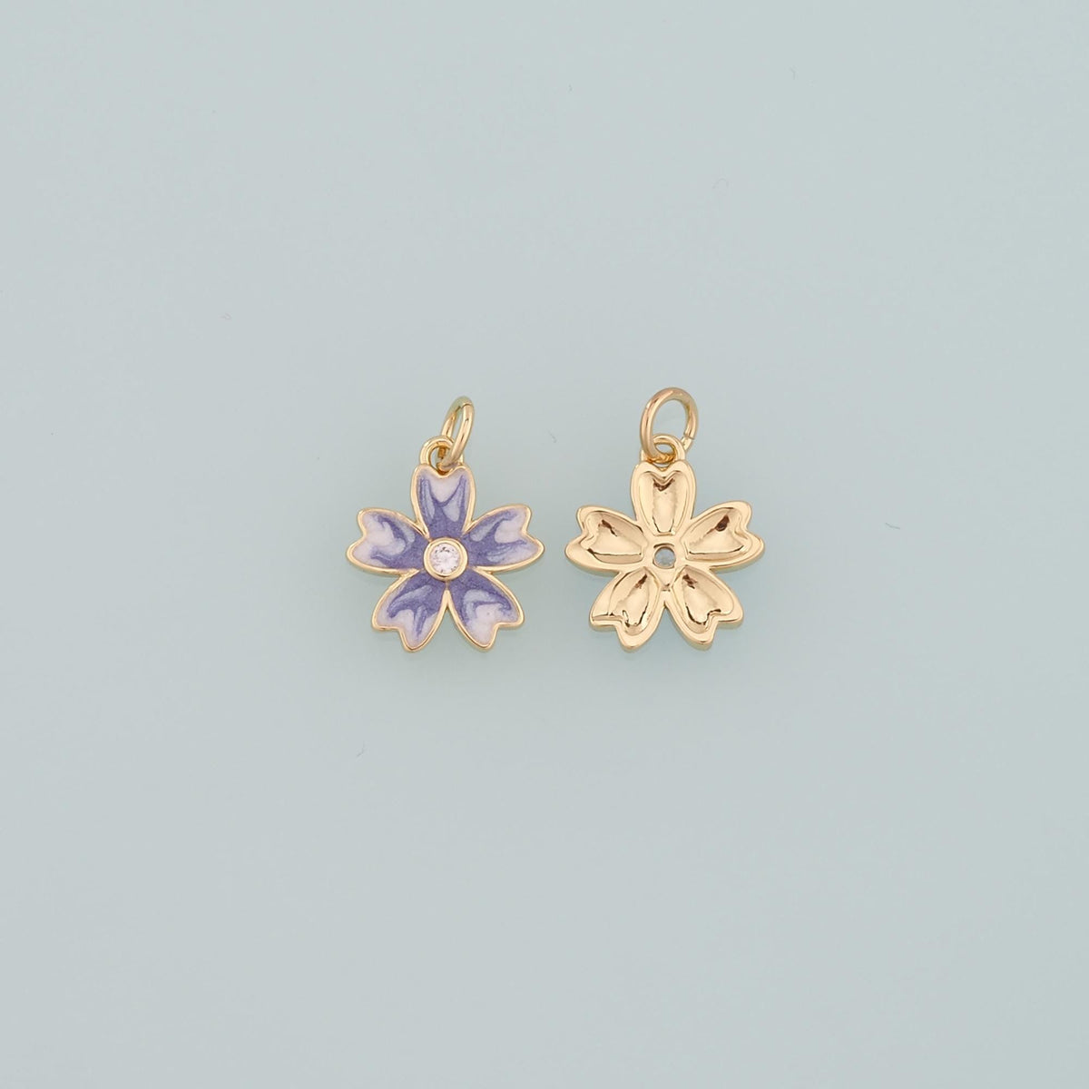 Gold Flower Charms,18K Gold Filled Flower Pendant,Enamel Flower Charm Bracelet Necklace for DIY Jewelry Making Supply