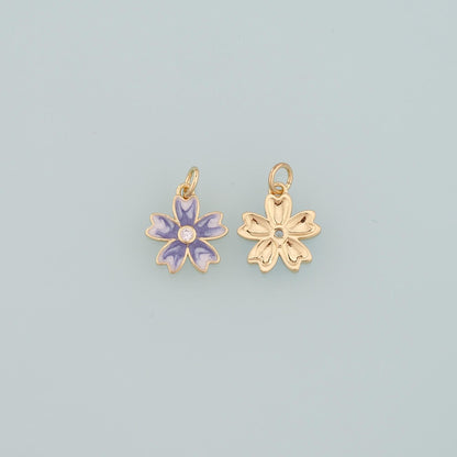Gold Flower Charms,18K Gold Filled Flower Pendant,Enamel Flower Charm Bracelet Necklace for DIY Jewelry Making Supply
