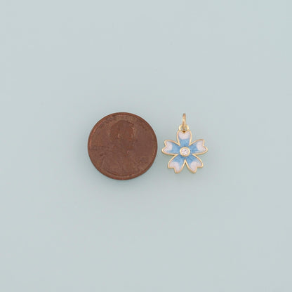 Gold Flower Charms,18K Gold Filled Flower Pendant,Enamel Flower Charm Bracelet Necklace for DIY Jewelry Making Supply