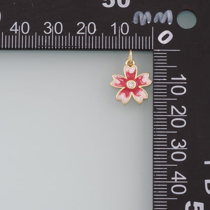 Gold Flower Charms,18K Gold Filled Flower Pendant,Enamel Flower Charm Bracelet Necklace for DIY Jewelry Making Supply
