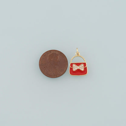 Gold Bag Charms,18K Gold Filled Handbag Pendant,Enamel Handbag Charm Bracelet Necklace for DIY Jewelry Making Supply