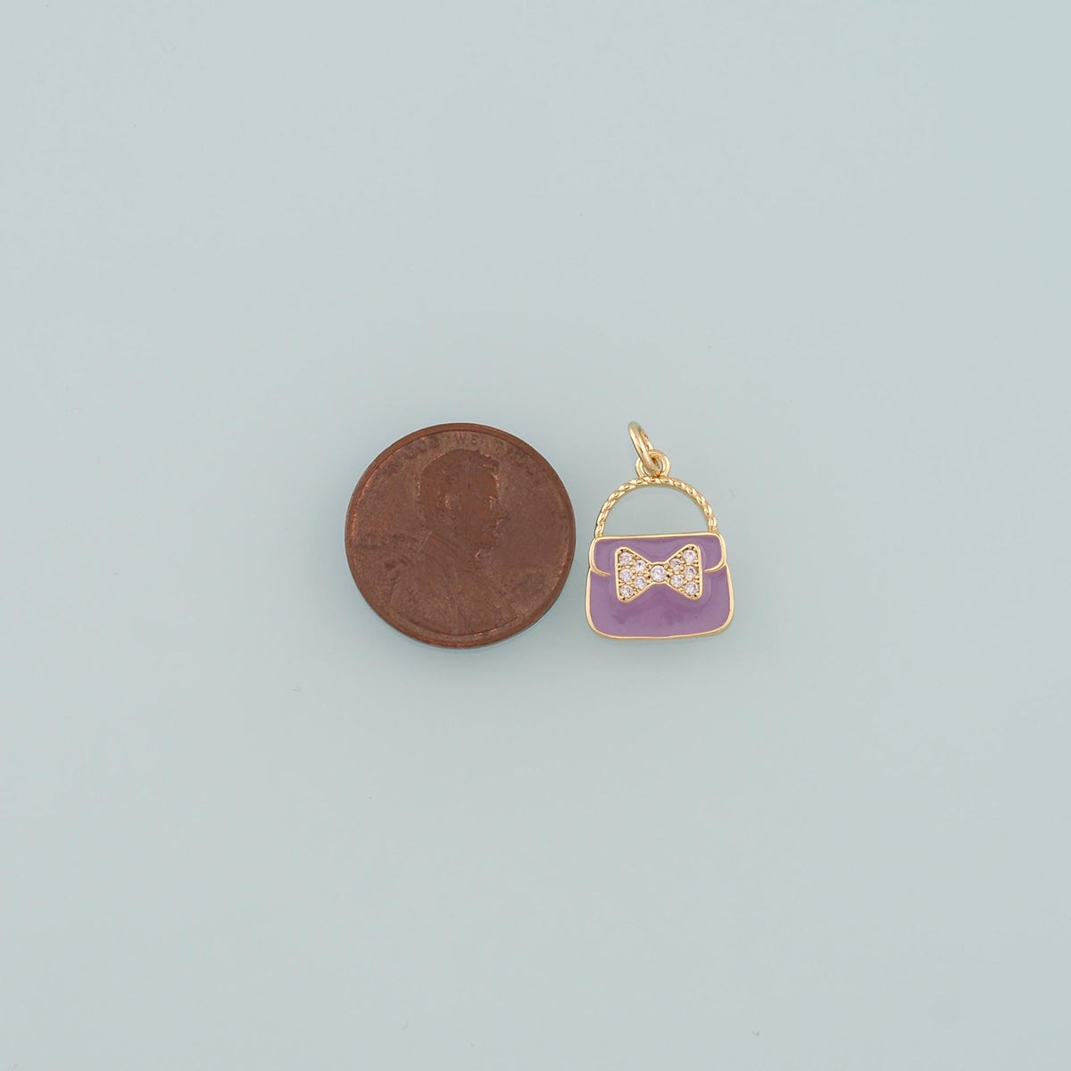 Gold Bag Charms,18K Gold Filled Handbag Pendant,Enamel Handbag Charm Bracelet Necklace for DIY Jewelry Making Supply