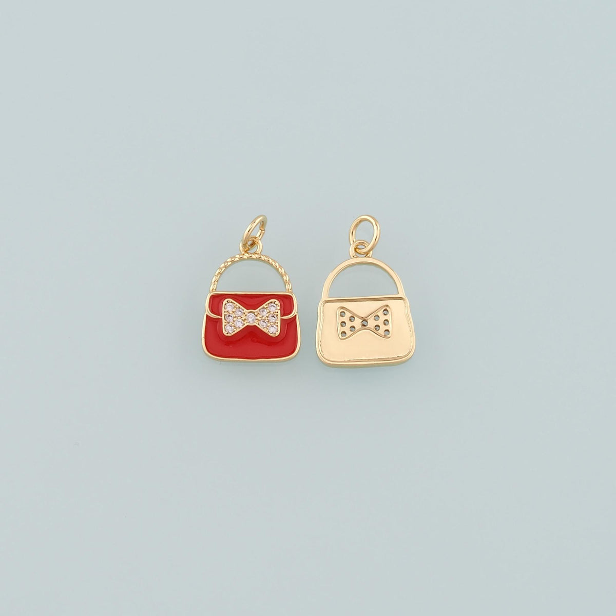 Gold Bag Charms,18K Gold Filled Handbag Pendant,Enamel Handbag Charm Bracelet Necklace for DIY Jewelry Making Supply