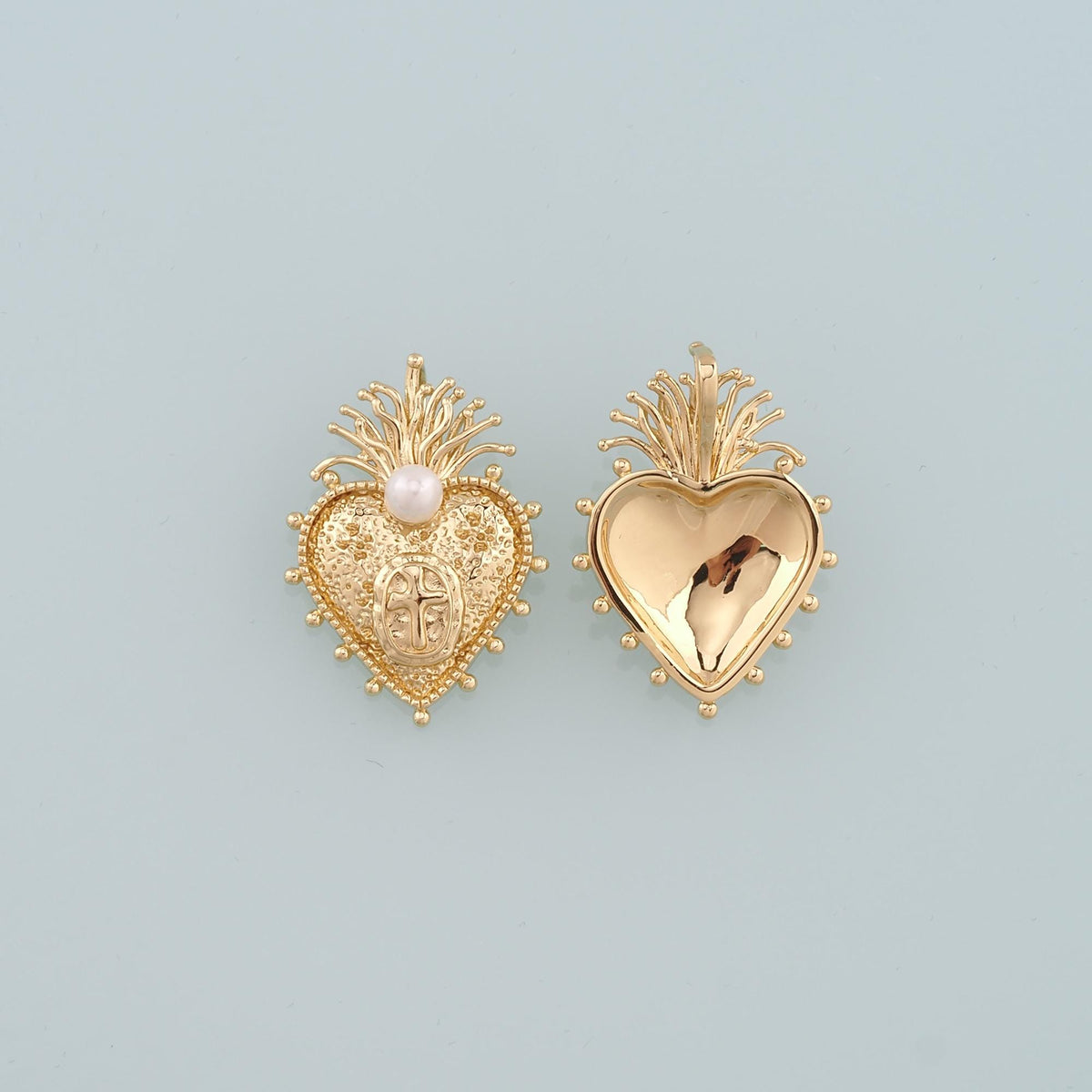 18K Gold Filled Sacred Heart Pearl Charm Pendant for Jewelry Making