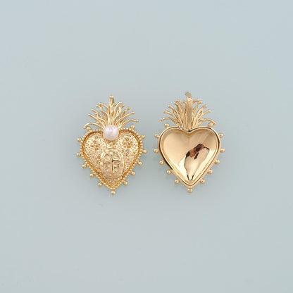18K Gold Filled Sacred Heart Pearl Charm Pendant for Jewelry Making
