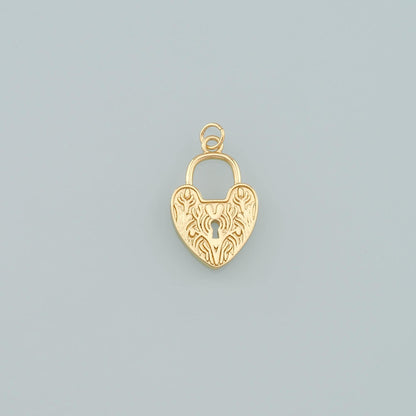 Gold Key Lock Charms,18K Gold Filled Lock Pendant,Heart Lock Charm Bracelet Necklace for DIY Jewelry Making Supply