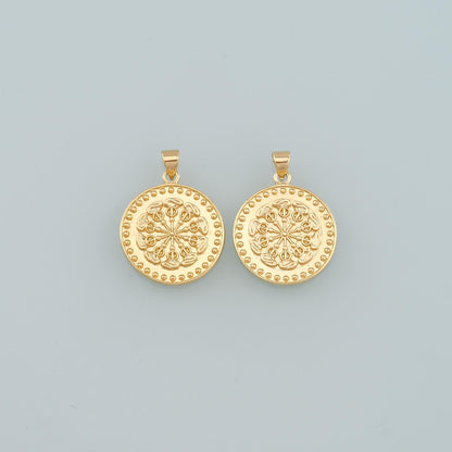 18K Gold Filled Round Charm Pendant for Jewelry Making