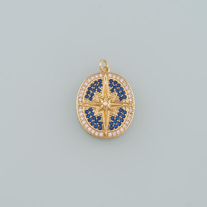 Gold Star Charm,18K Gold Filled North Star Pendant,CZ Micro Pave Celestial Charm Bracelet Necklace for DIY Jewelry Making Sup