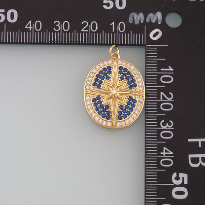 Gold Star Charm,18K Gold Filled North Star Pendant,CZ Micro Pave Celestial Charm Bracelet Necklace for DIY Jewelry Making Sup