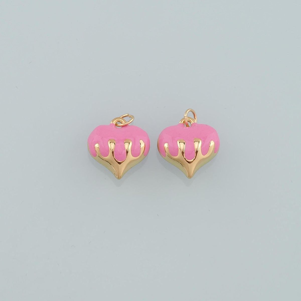 18K Gold Filled Heart Pendant,Enamel Heart Charm Bracelet Necklace for DIY Jewelry Making Supply