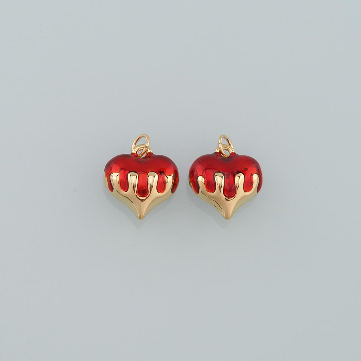 18K Gold Filled Heart Pendant,Enamel Heart Charm Bracelet Necklace for DIY Jewelry Making Supply