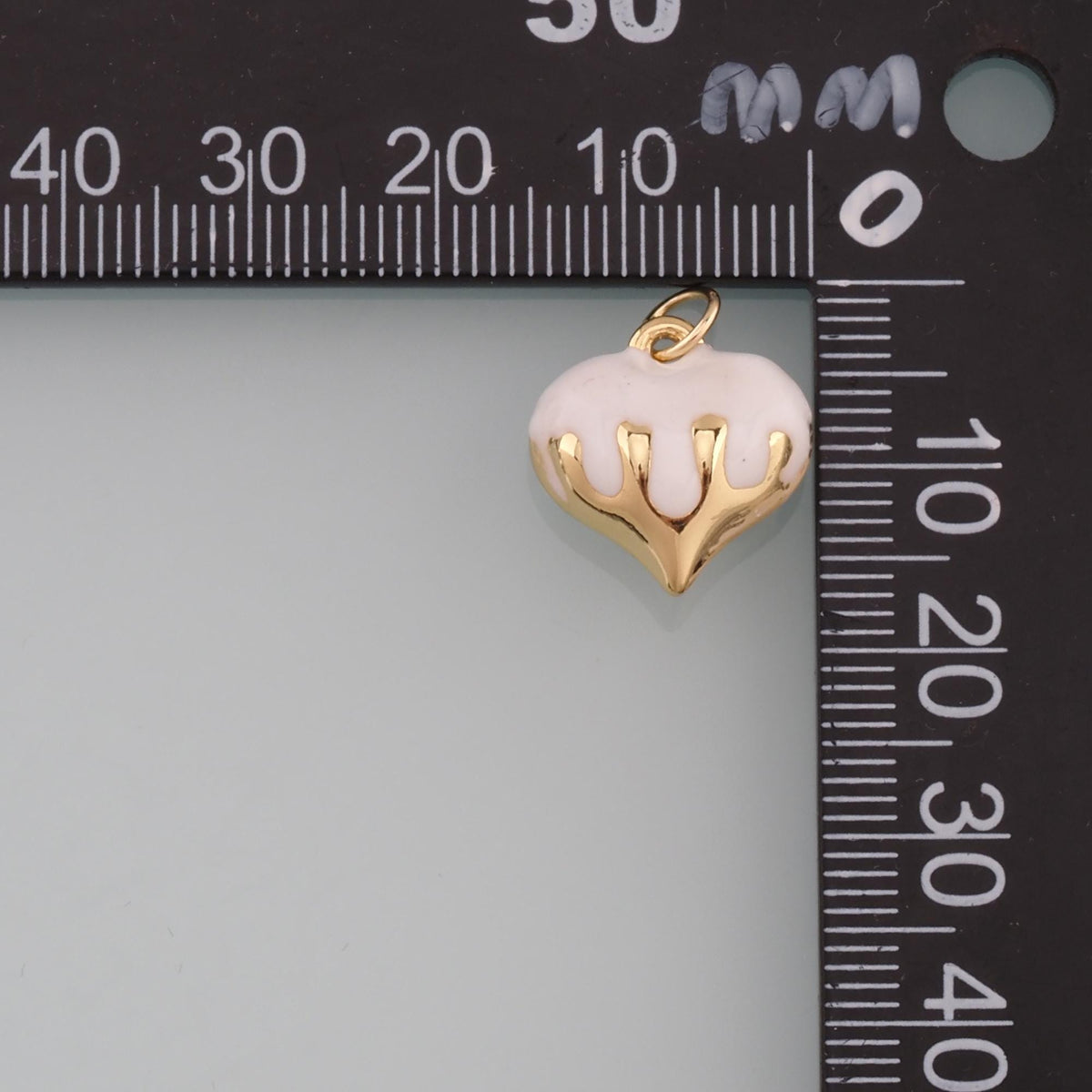 18K Gold Filled Heart Pendant,Enamel Heart Charm Bracelet Necklace for DIY Jewelry Making Supply