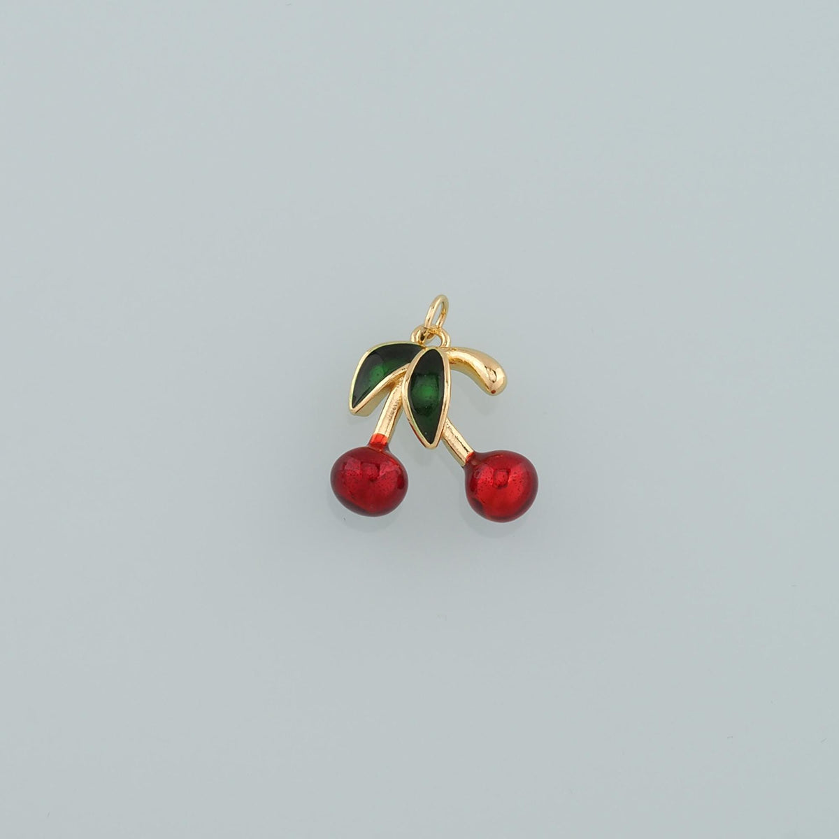 Gold Cherry Charms,18K Gold Filled Cherry Pendant,Enamel Fruit Charm Bracelet Necklace for DIY Jewelry Making Supply