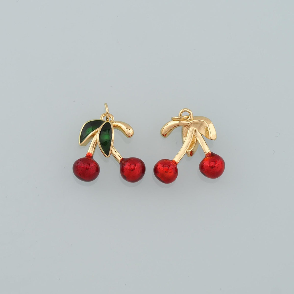 Gold Cherry Charms,18K Gold Filled Cherry Pendant,Enamel Fruit Charm Bracelet Necklace for DIY Jewelry Making Supply