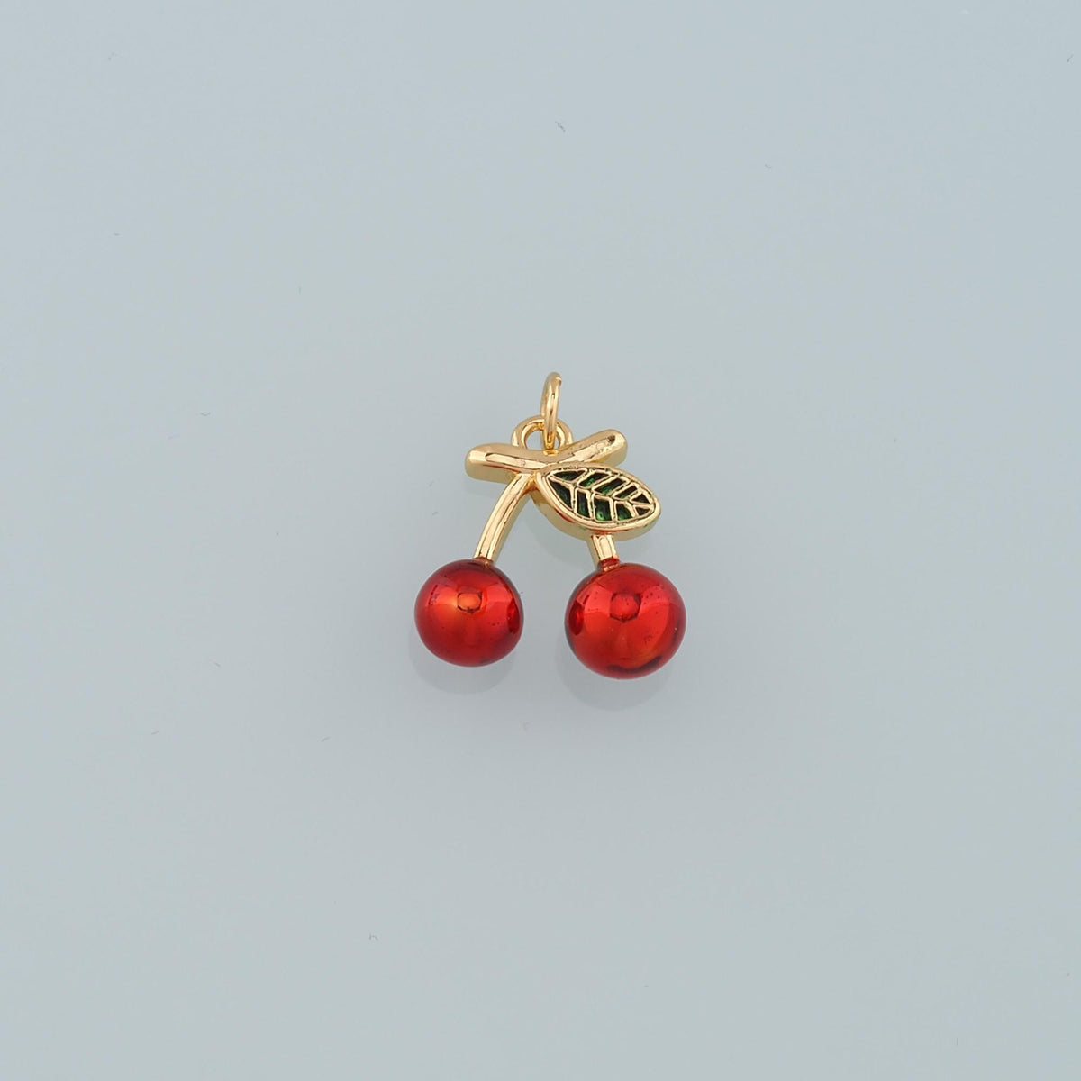 Gold Cherry Charms,18K Gold Filled Cherry Pendant,Enamel Fruit Charm Bracelet Necklace for DIY Jewelry Making Supply
