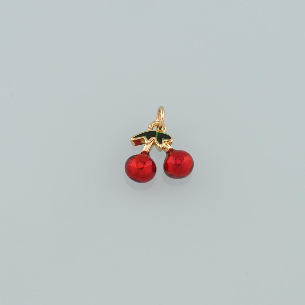 18K Gold Filled Cherry Enamel Charm Pendant for Jewelry Making