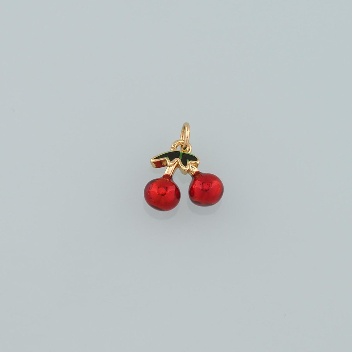 Gold Cherry Charms,18K Gold Filled Cherry Pendant,Enamel Fruit Charm Bracelet Necklace for DIY Jewelry Making Supply