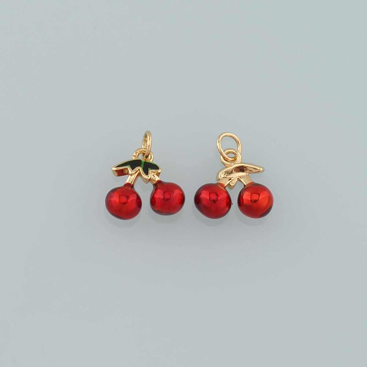 18K Gold Filled Cherry Enamel Charm Pendant for Jewelry Making