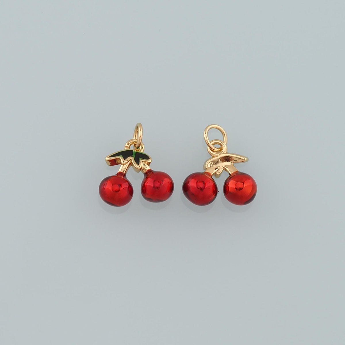 Gold Cherry Charms,18K Gold Filled Cherry Pendant,Enamel Fruit Charm Bracelet Necklace for DIY Jewelry Making Supply