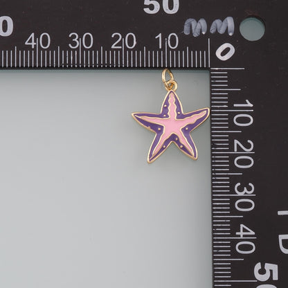Gold Starfish Charms,18K Gold Filled Sea star Pendant,Enamel Starfish Charm Bracelet Necklace for DIY Jewelry Making Supply
